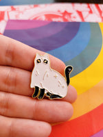 Load image into Gallery viewer, Ghost Kitty Cat - Enamel Lapel Pin
