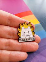 Load image into Gallery viewer, This is Fine Cat - Enamel Lapel Pin
