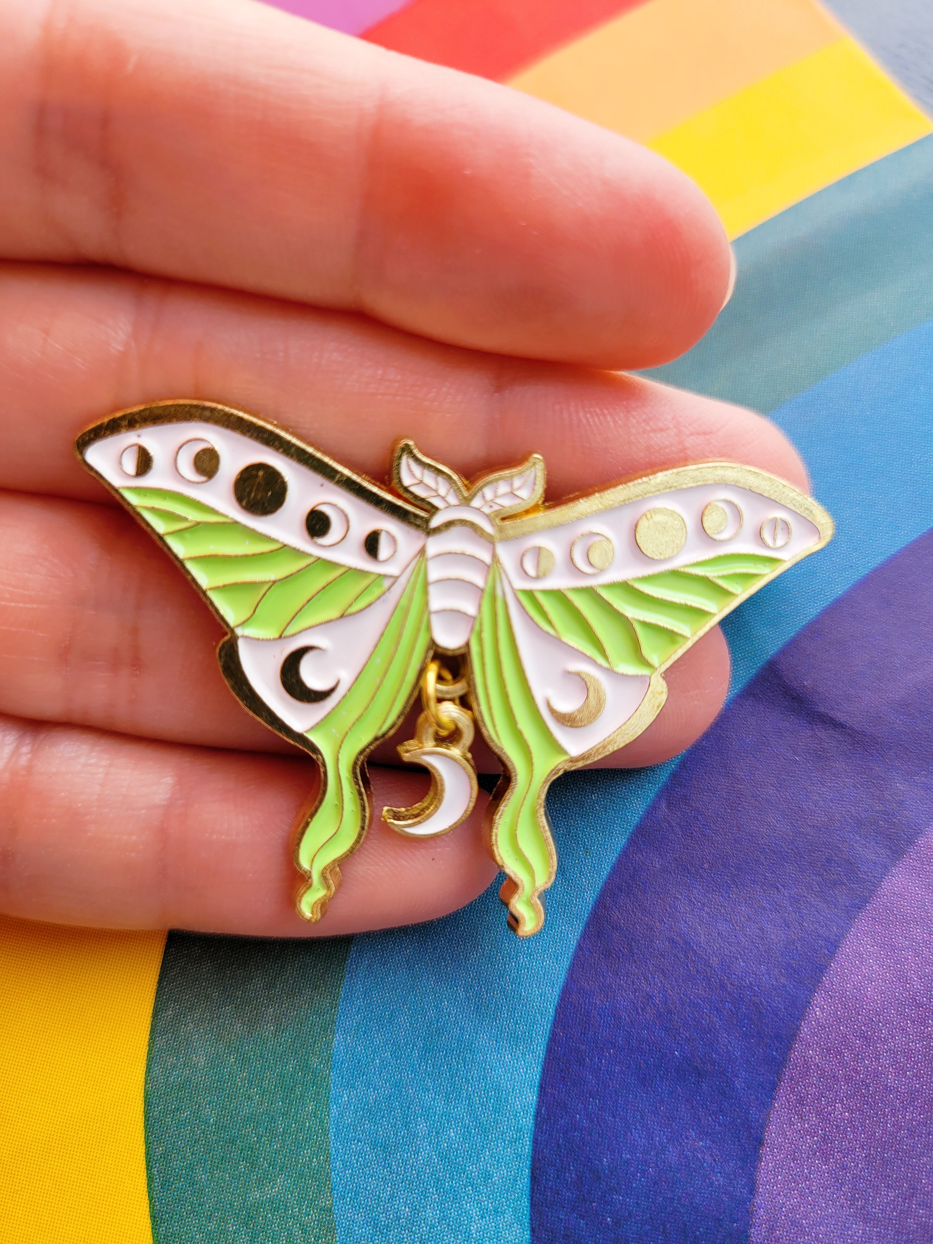 Celestial Moth Green - Enamel Lapel Pin