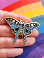 Load image into Gallery viewer, Celestial Moth Blue - Enamel Lapel Pin
