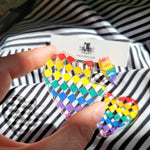 Load image into Gallery viewer, Rainbow Gal Checkered Heart Hoops
