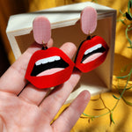 Load image into Gallery viewer, Rad Red Lip Action Earrings
