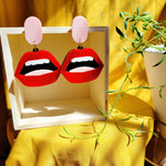 Load image into Gallery viewer, Rad Red Lip Action Earrings
